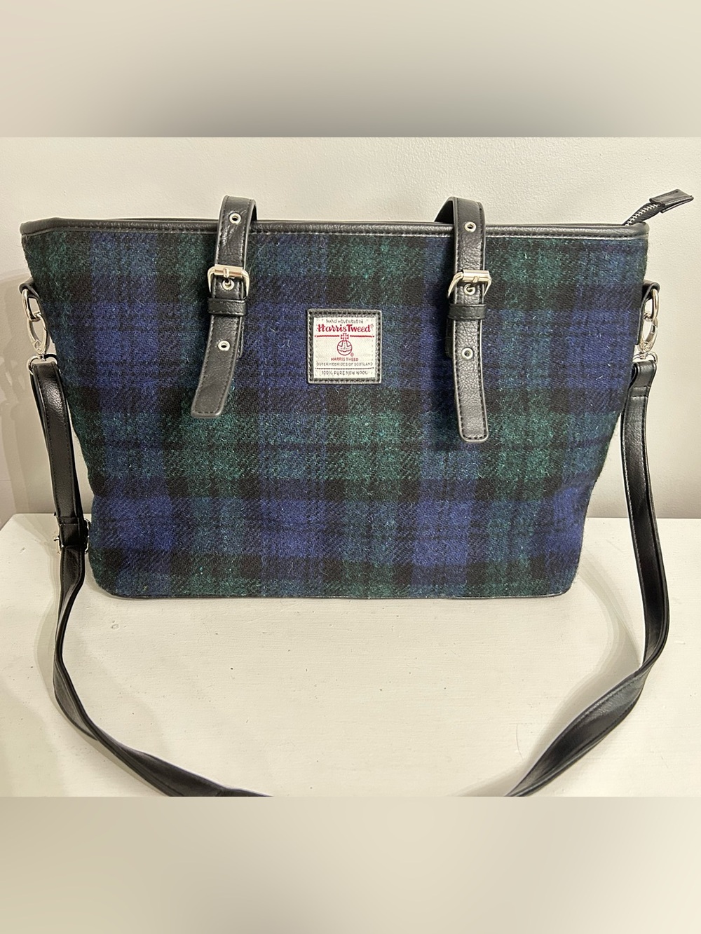 Black & Navy Plaid Tote Bag